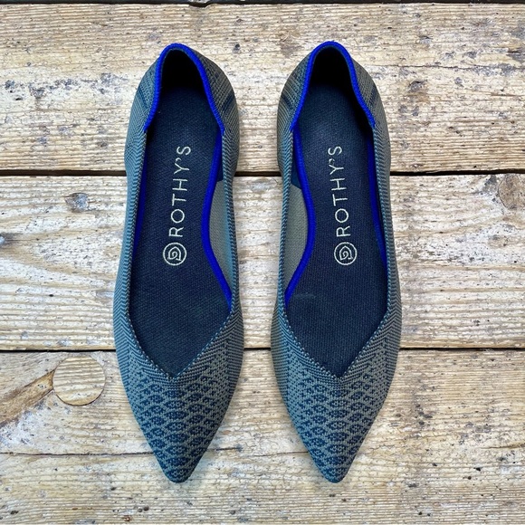 Rothy’s The Point Flats Walnut Python Brown Black Knit Sz 8.5 Retired Rare - Picture 2 of 11